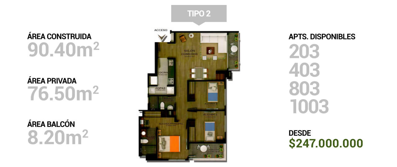 Interior apartamentos Med70