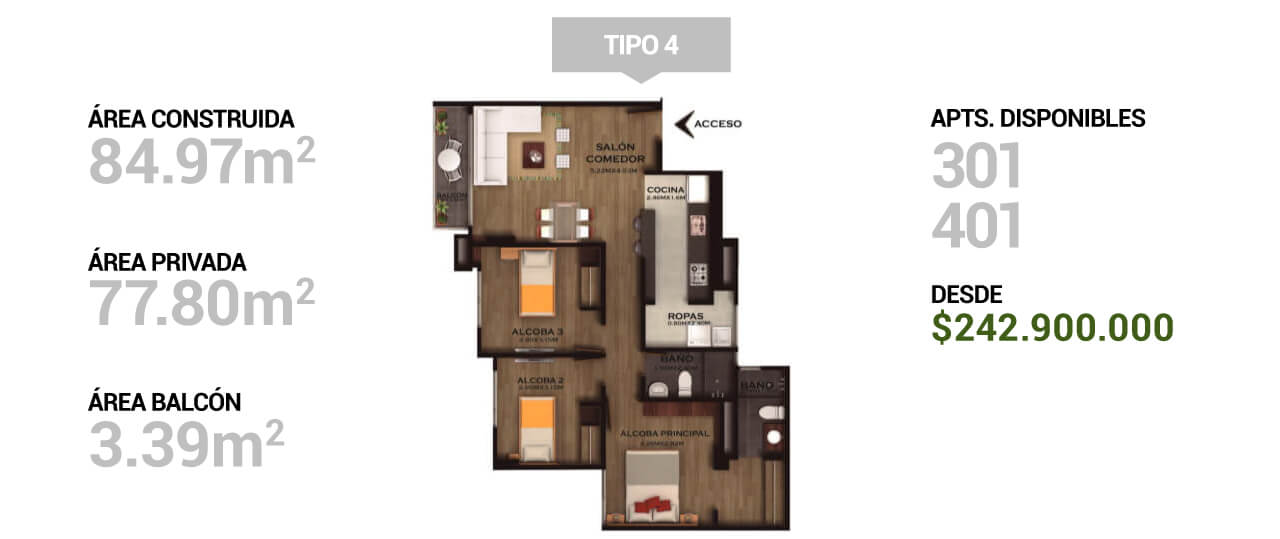 Interior apartamentos Med70