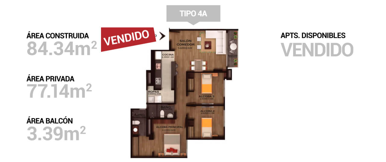Interior apartamentos Med70