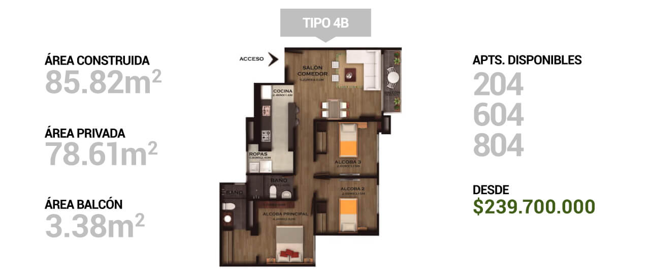Interior apartamentos Med70