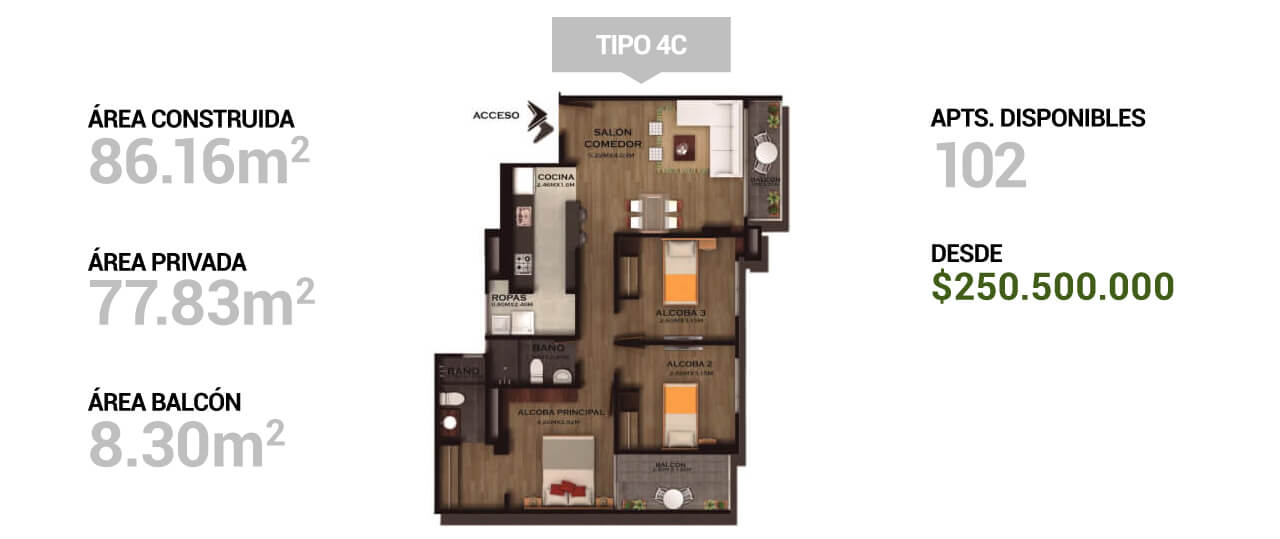 Interior apartamentos Med70
